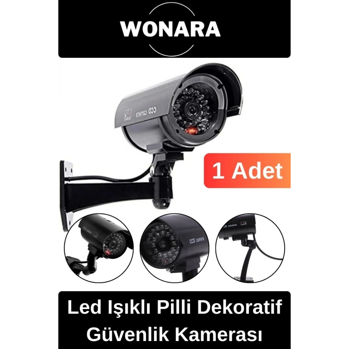 Özel Tasarım Ev Ofis Bahçe İçin Led Işıklı Pilli Caydırıcı Dekoratif Güvenlik Kamerası 1 Adet