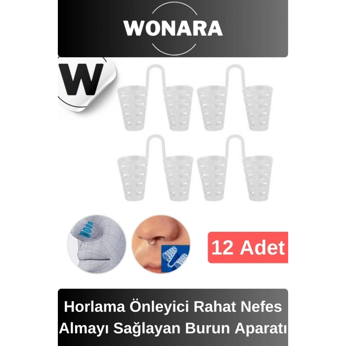 Premium Horlama Önleyici Rahat Nefes Almayı Sağlayan Uyku Kalitesini Artırıcı Burun Aparatı 12 Adet
