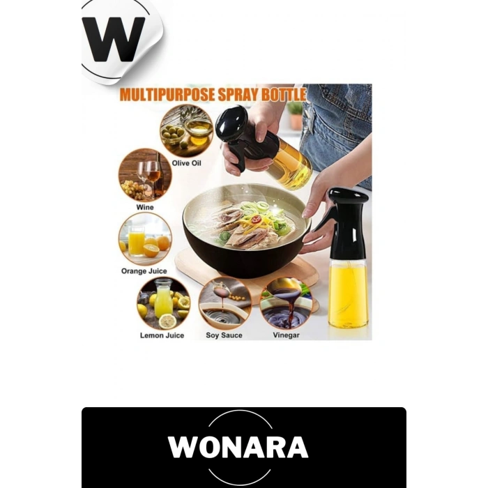 Premium Püskürtmeli BPA İçermeyen Çok Renkli Plastik Fan Başlıklı Cam Şişe Yağdanlık Sprey 200 Ml