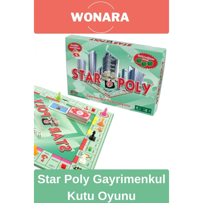 Premium Board Games - Zeka Eğlence Geliştirici Eğitici Strateji Star Poly Gayrimenkul Kutu Oyunu