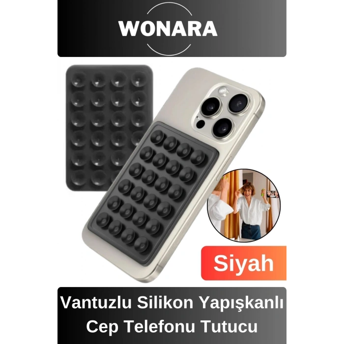 Premium Üstün Kalite Vantuzlu Her Yüzeye Uyumlu Kaymaz Silikon Yapışkanlı Cep Telefonu Tutucu Mıknat
