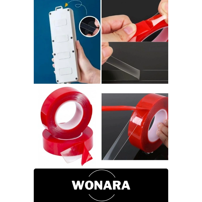 Premium Ekstra Sağlam Çift Yüzeyli Çok Amaçlı Tamir Montaj İçin Şeffaf Silikon Yapışkan Bant 1 Adet