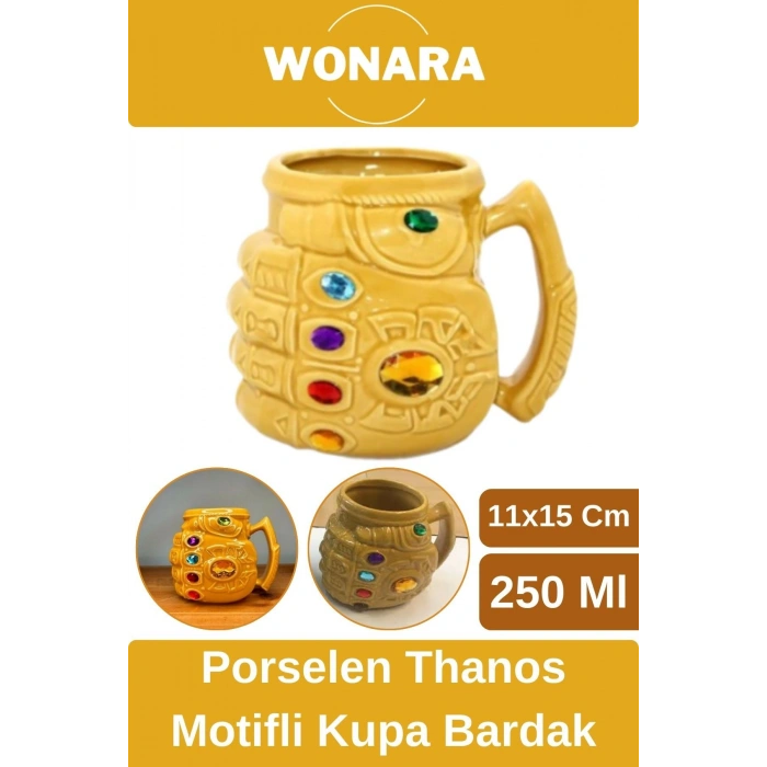 Özel Tasarım Sevgili Arkadaş Şık ve Dekoratif Hediyelik Porselen Thanos Motifli Kupa Bardak
