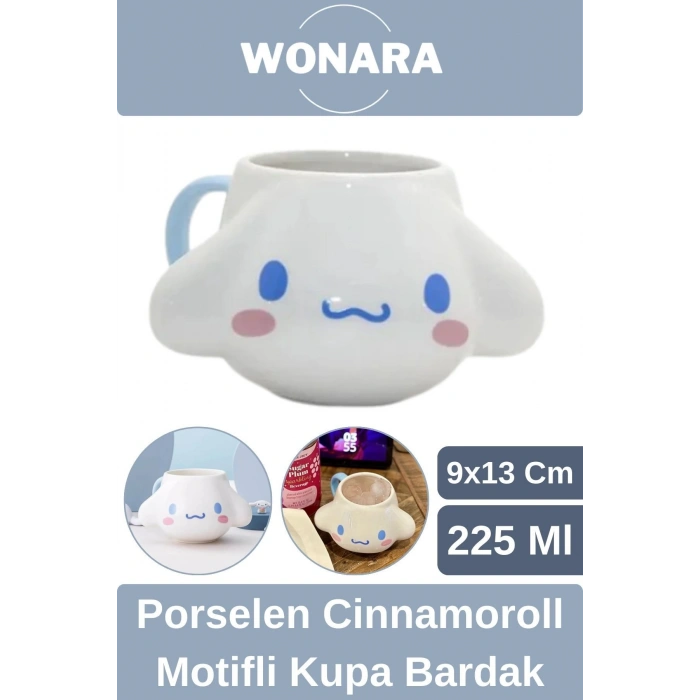 Özel Tasarım Sevgili Arkadaş Şık ve Dekoratif Hediyelik Porselen Cinnamoroll Motifli Kupa Bardak