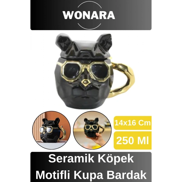 Özel Tasarım Sevgili Arkadaş Şık ve Dekoratif Hediyelik Seramik Köpek Motifli Kupa Bardak