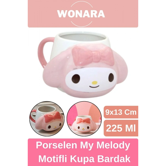 Özel Tasarım Sevgili Arkadaş Şık ve Dekoratif Hediyelik Porselen My Melody Motifli Kupa Bardak