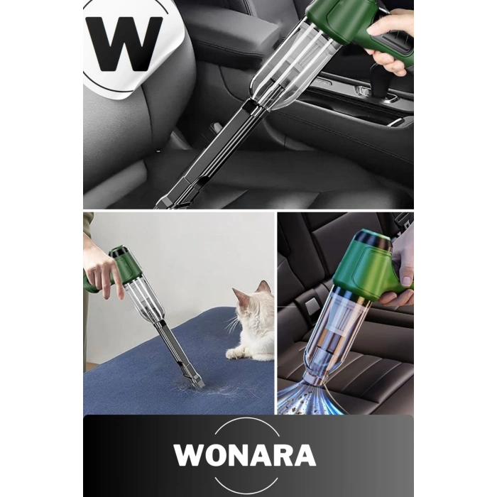 Premium 12000Pa Güçlü Emiş 2000mAh Otomatik Aydınlatmalı Taşınabilir Akülü Araç Temizleme Süpürgesi