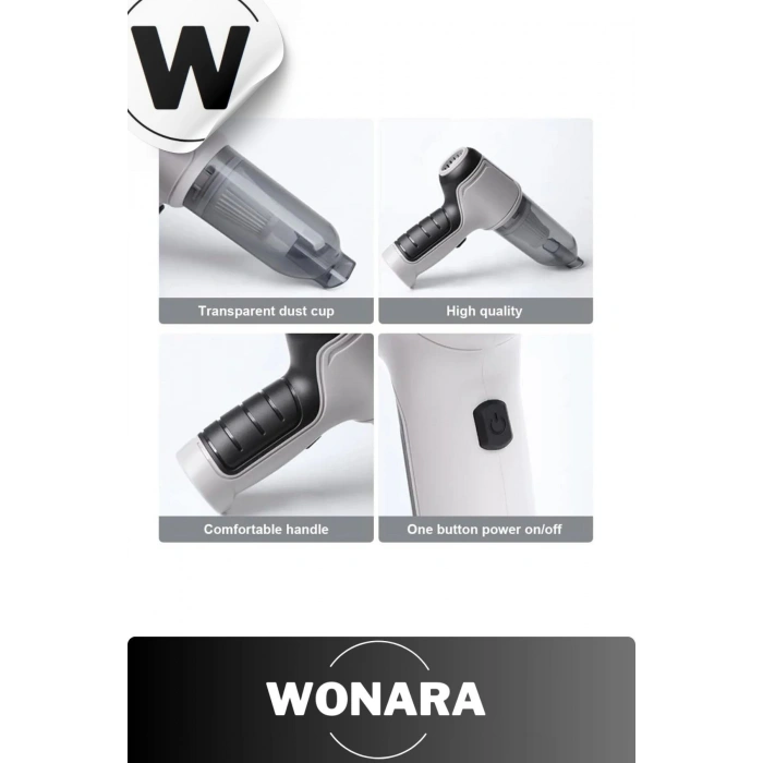 Premium 12000Pa Güçlü Emiş 2000mAh Otomatik Aydınlatmalı Taşınabilir Akülü Araç Temizleme Süpürgesi