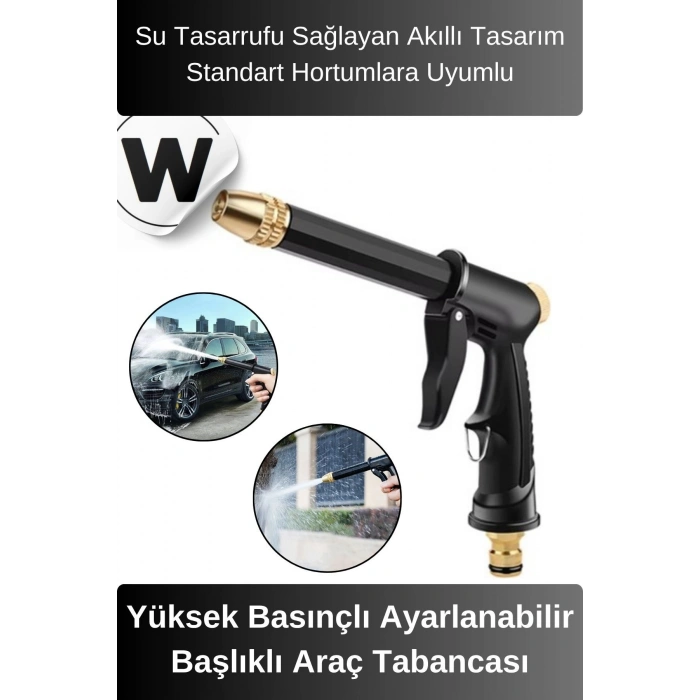Deluxe Yüksek Güçlü Basınçlı Ayarlanabilir Başlıklı Çok Fonksiyonlu Araç Halı Yıkama Tabancası