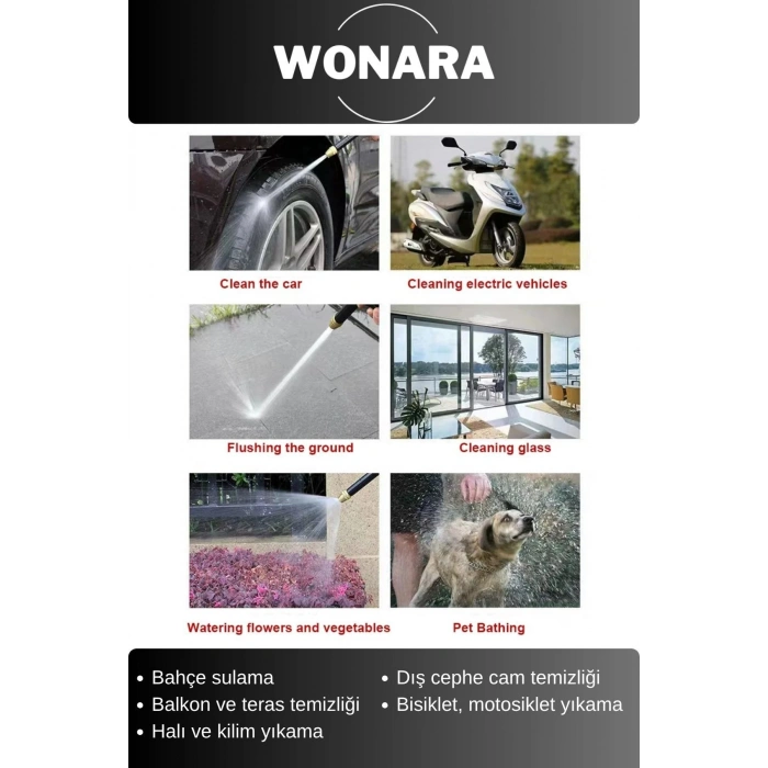 Deluxe Yüksek Güçlü Basınçlı Ayarlanabilir Başlıklı Çok Fonksiyonlu Araç Halı Yıkama Tabancası