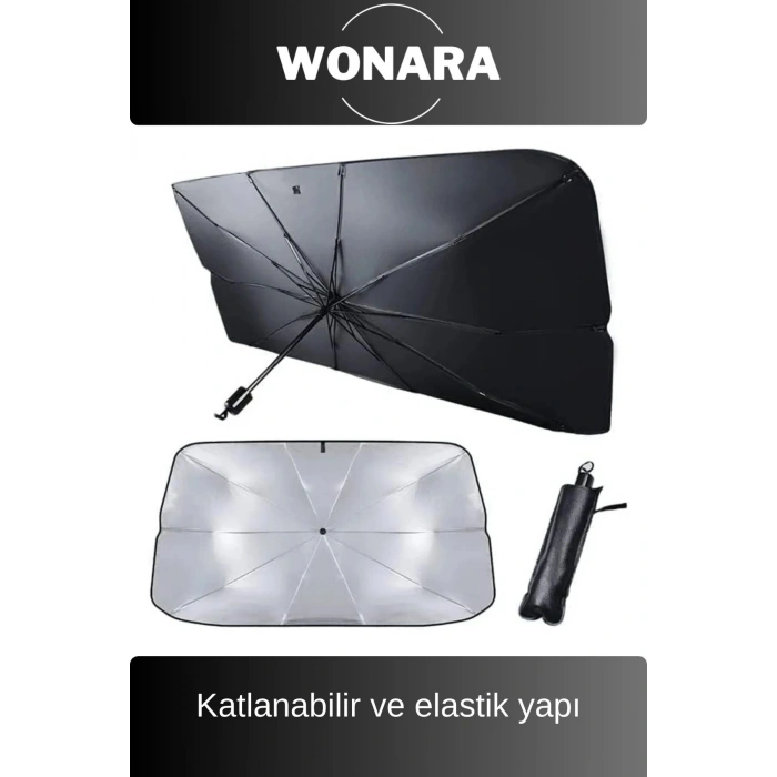 Premium Titanyum Kaplama Gümüş Renk Uv Işınlarına Dayanıklı Araç Ön Cam Şemsiye Güneşlik Koruyucu