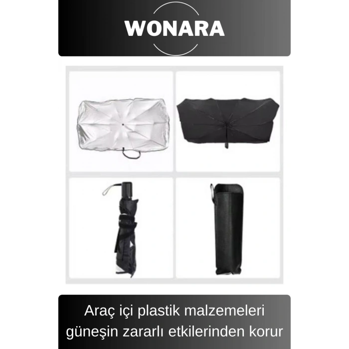 Premium Titanyum Kaplama Gümüş Renk Uv Işınlarına Dayanıklı Araç Ön Cam Şemsiye Güneşlik Koruyucu