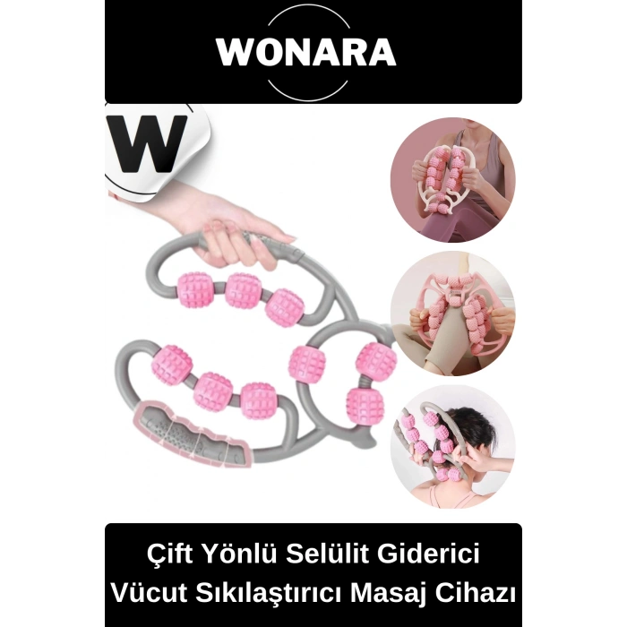 Profesyonel Çift Yönlü Ayarlanabilir Basınçlı Masaj Cihazı 9 Tekerlekli Lenf Rulosu