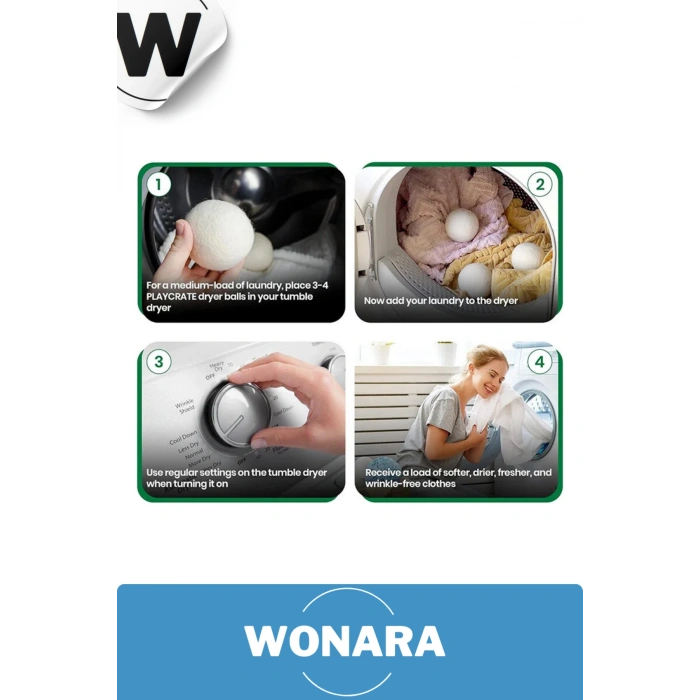 Doğal Yünlü Kırışıklık Azaltan Hızlı Kuruyan Sürtünme Önleyici 9’lu Çamaşır Kurutma Topu Seti