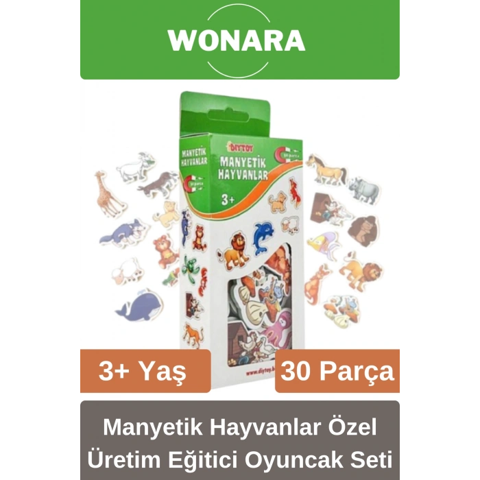 Zeka ve Motor Becerileri Geliştiren Manyetik Hayvanlar 30 Parça Özel Üretim Eğitici Oyuncak Seti