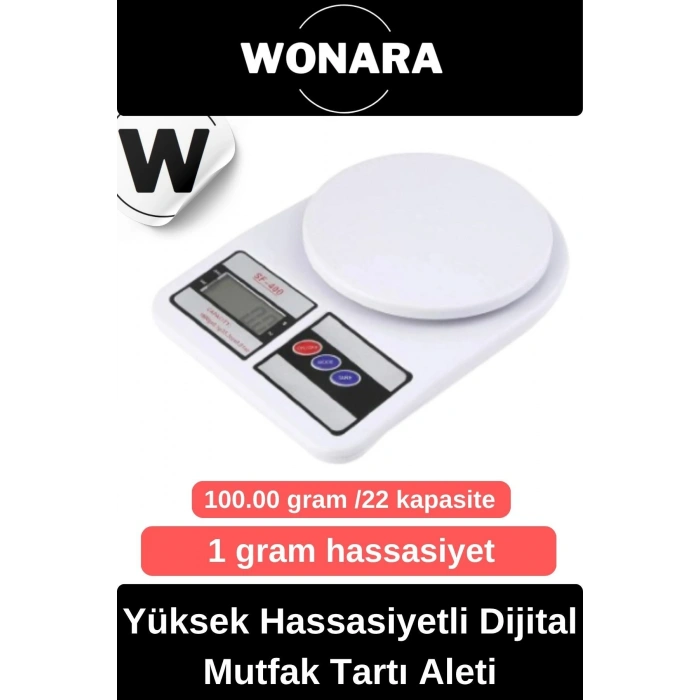Deluxe Yüksek Hassasiyetli Pilli Mutfak Terazisi Dara Fonksiyonlu Otomatik Kapanma Özellikli Ölçer