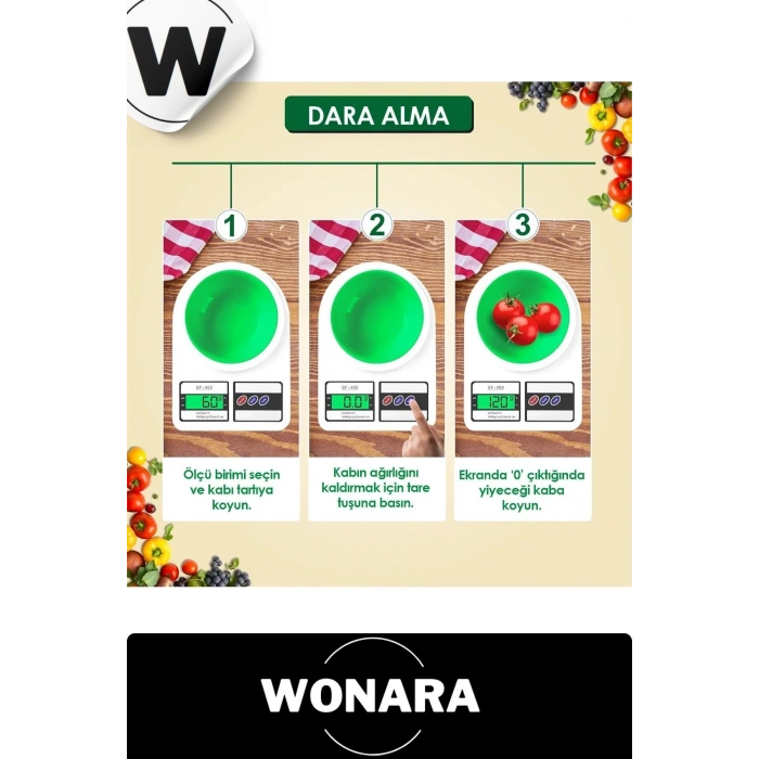 Deluxe Yüksek Hassasiyetli Pilli Mutfak Terazisi Dara Fonksiyonlu Otomatik Kapanma Özellikli Ölçer