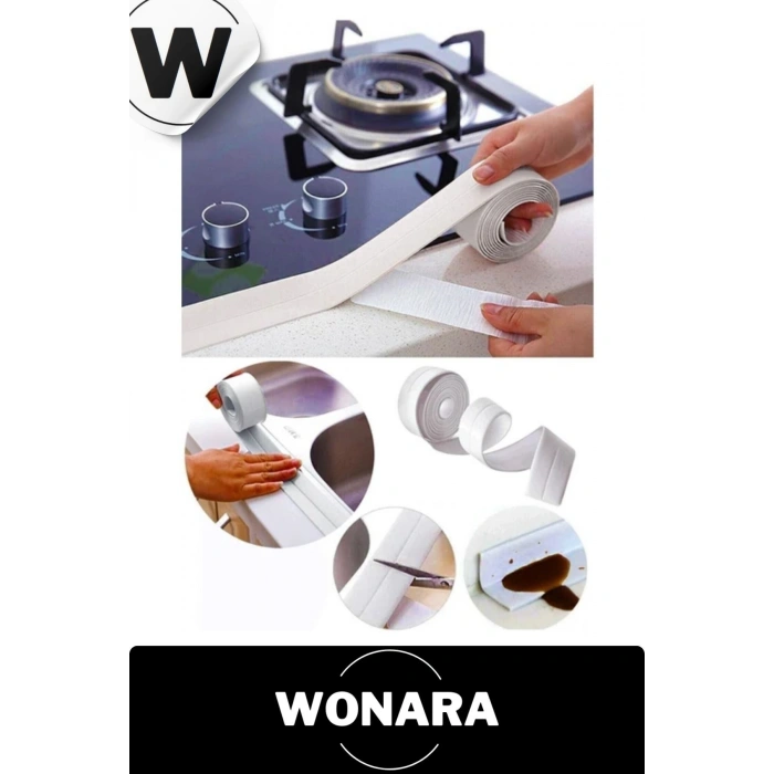 Premium Su Geçirmez Sızdırmaz Yalıtım Küf Banyo Mutfak Lavabo Gri Kenar Şerit Bant 3.2m 1 adet