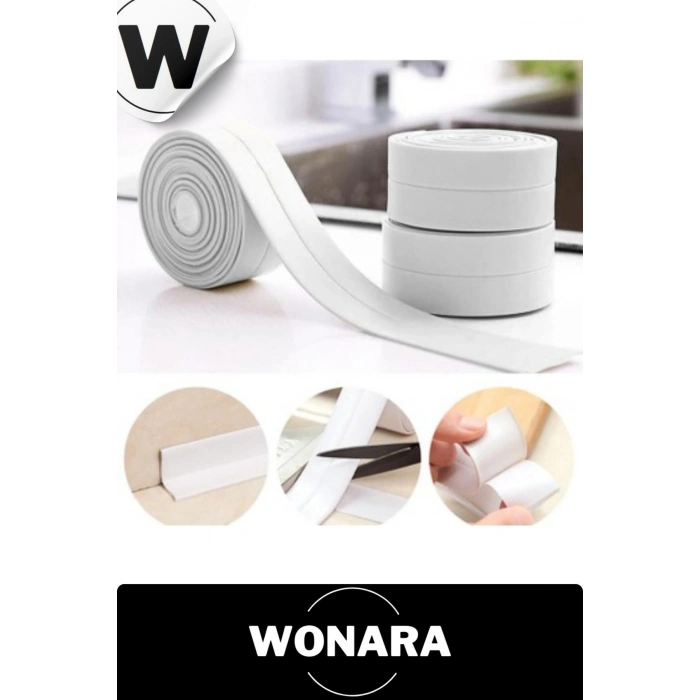 Premium Su Geçirmez Sızdırmaz Küf Yalıtım Banyo Mutfak Lavabo Gri Kenar Şerit Bant 3.2m 3 adet