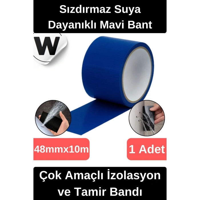 Sızdırmaz Suya Dayanıklı Mavi Renk Çok Amaçlı Tamir ve İzolasyon Bandı 10m 1 Adet