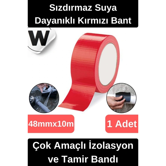 Sızdırmaz Suya Dayanıklı Kırmızı Renk Çok Amaçlı Tamir ve İzolasyon Bandı 10m 1 Adet