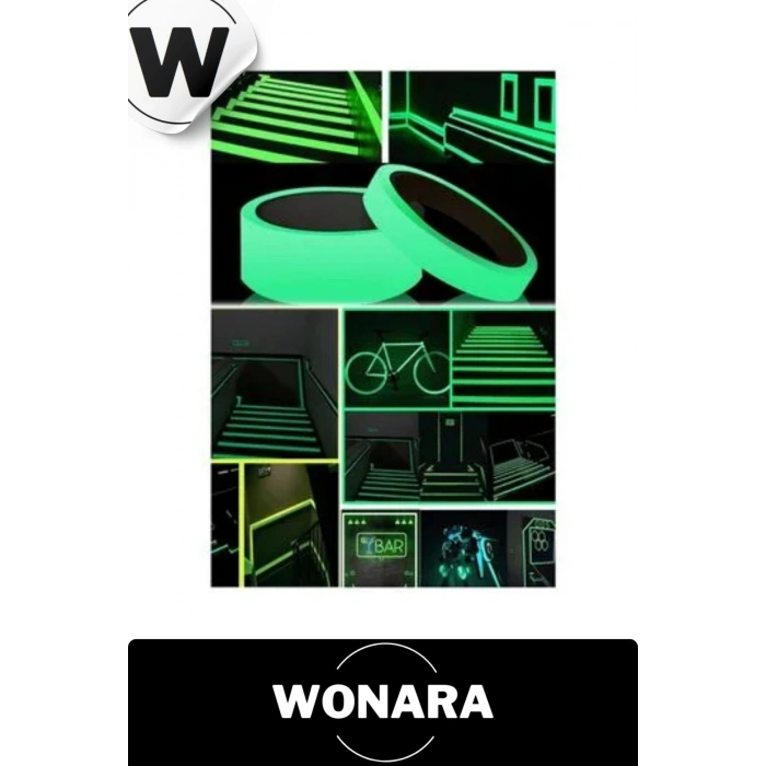 Premium Yapışkanlı Karanlıkta Yansıyan Işık Veren Fosforlu (Fotolümen) Yeşil Şerit Bant 4 mt 3 Adet