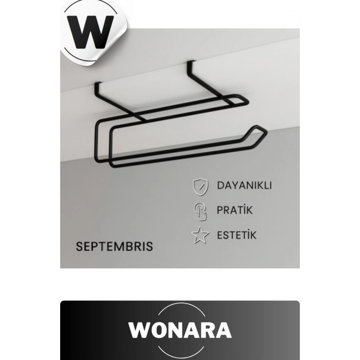 Dayanıklı İz Bırakmayan Kolay Takılan Mutfak Banyo Metal Siyah Dolap İçi Kağıt Havluluk Askı