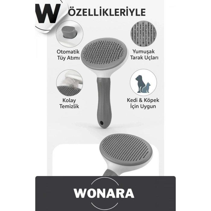 Özel Üretim Otomatik Tuşlu Tüy Toplama Tarağı Kedi Köpek İçin Kolay Temizlenen Pet Bakım Fırçası