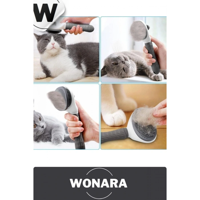Özel Üretim Otomatik Tuşlu Tüy Toplama Tarağı Kedi Köpek İçin Kolay Temizlenen Pet Bakım Fırçası