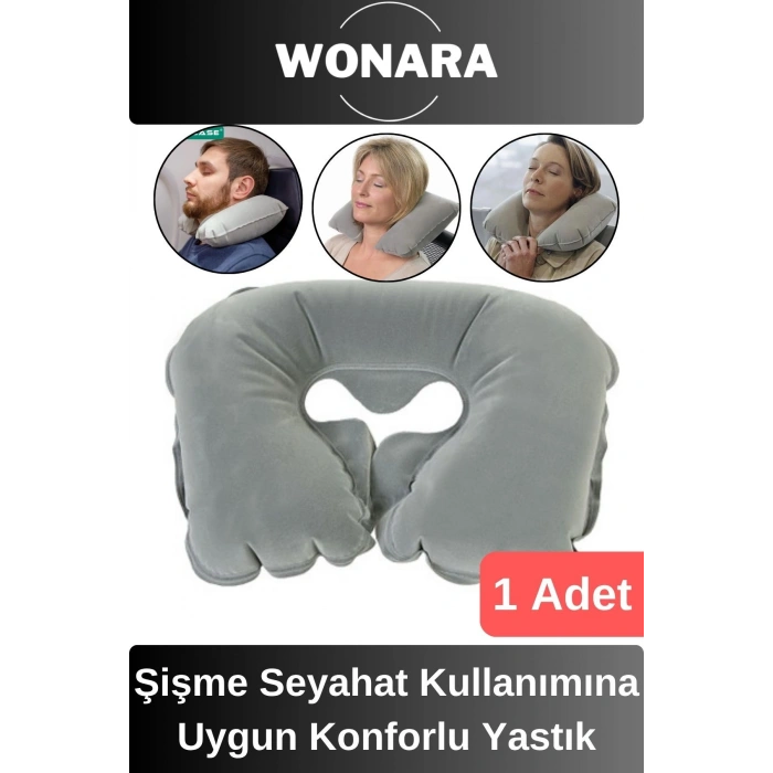 Dayanıklı Şişme Seyahat Yastığı Kamp Yolculuk Uçak Otobüs Araba Kullanımına Uygun Konforlu