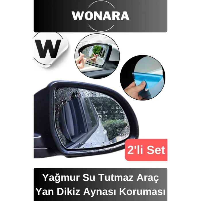 Özel Üretim Yağmur Kaydırıcı Buğu Önleyici Su Tutmaz Araba Yan Dikiz Aynası Koruma Filmi 2li Set