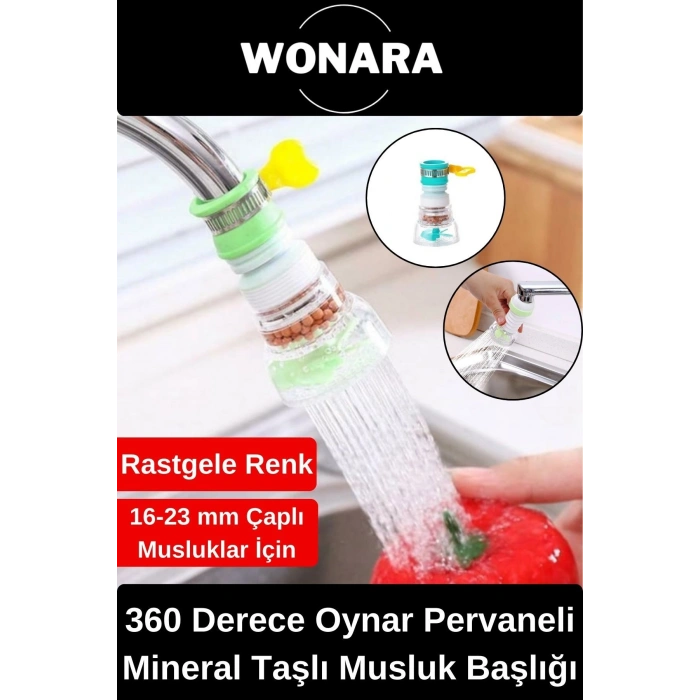 Döner Başlıklı Ekonomik Mineral Filtreli Hareketli Pervane Sistemli Evye Musluk Ucu 360 Derece