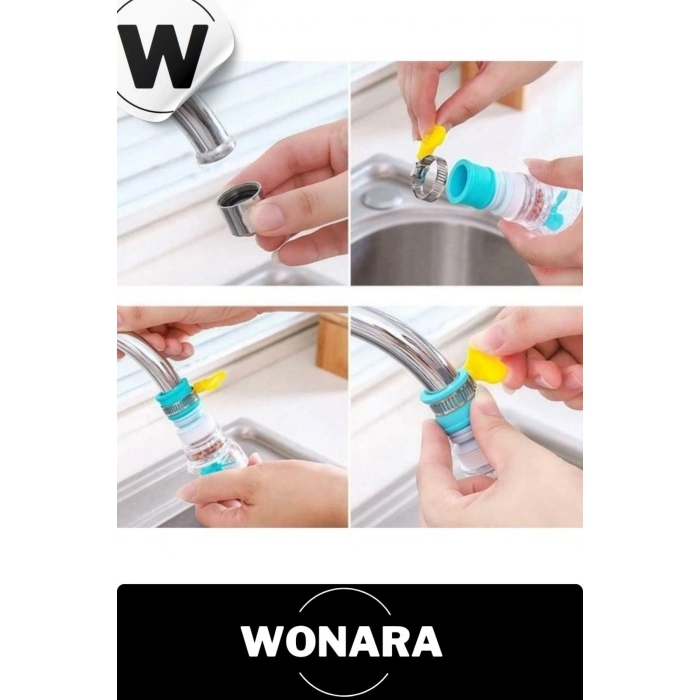 Döner Başlıklı Ekonomik Mineral Filtreli Hareketli Pervane Sistemli Evye Musluk Ucu 360 Derece