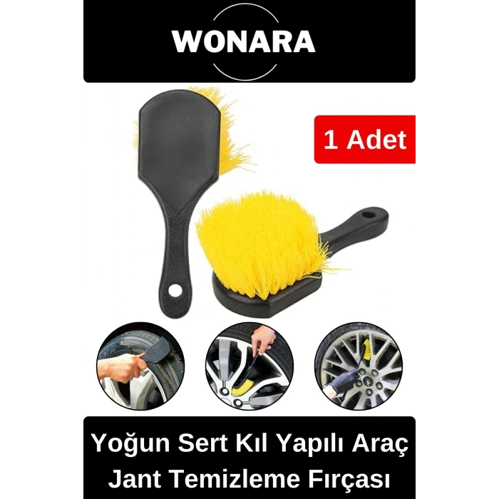 Ergonomik Tutuşlu Motor Bisiklet Uyumlu Güçlü Sert Kıl Yapılı Araç Jant Lastik Temizlik Fırçası