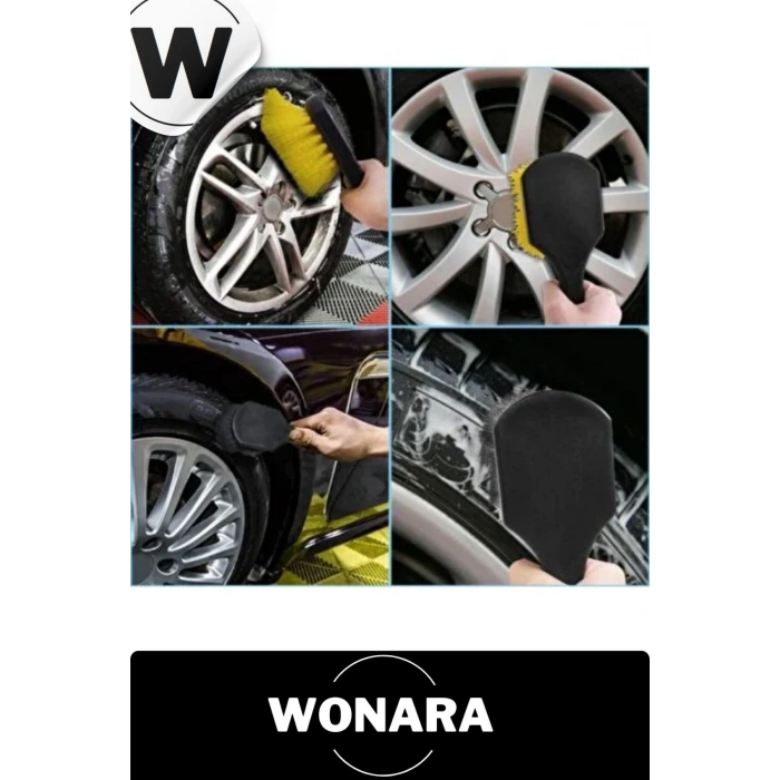 Ergonomik Tutuşlu Motor Bisiklet Uyumlu Güçlü Sert Kıl Yapılı Araç Jant Lastik Temizlik Fırçası