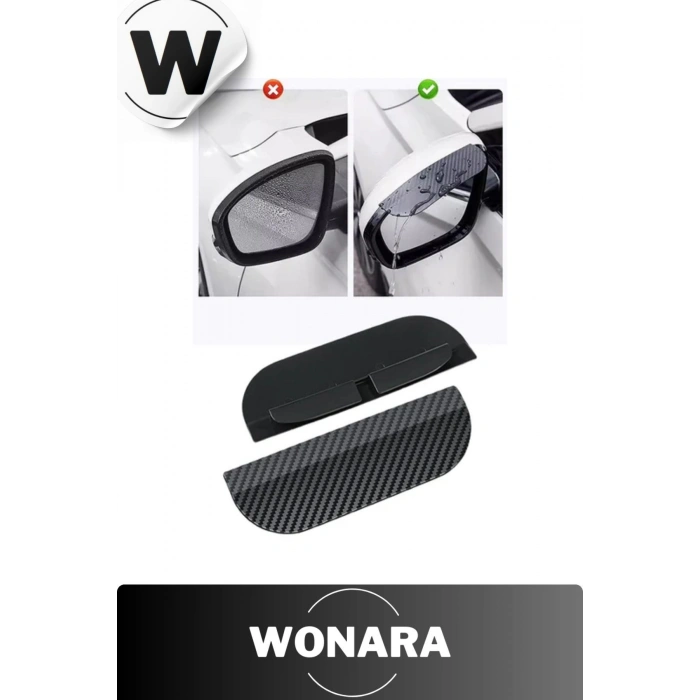 Evrensel Araç Dış Ayna Yağmur Kaydırıcı Koruma Siperi Karbon Desenli Kolay Takılabilir Aksesuar