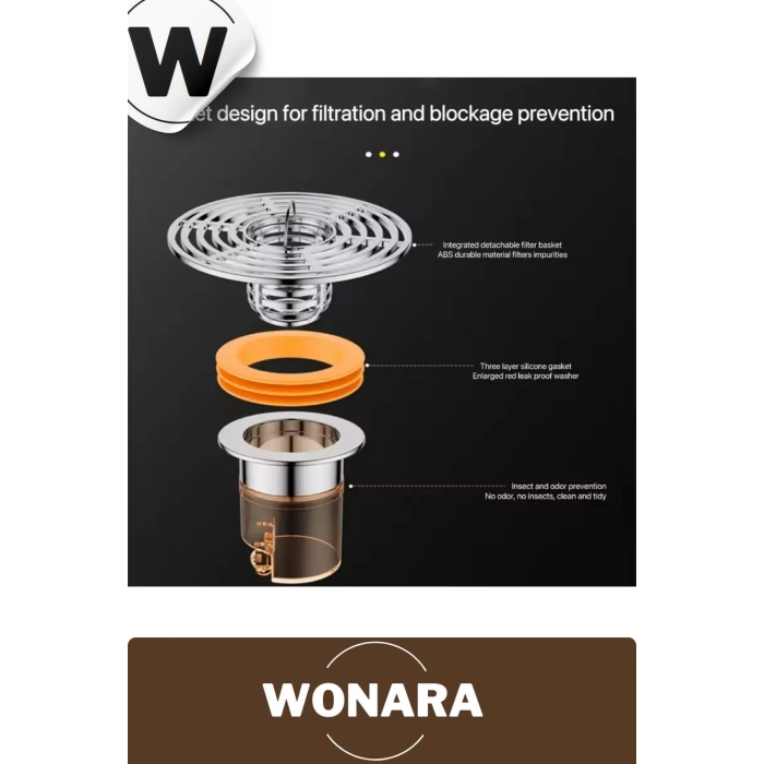 Deluxe Seri Standart DN40-DN50 Borularıyla Uyumlu Banyo Geri Akış Koku Önleyici Gider Aparatı