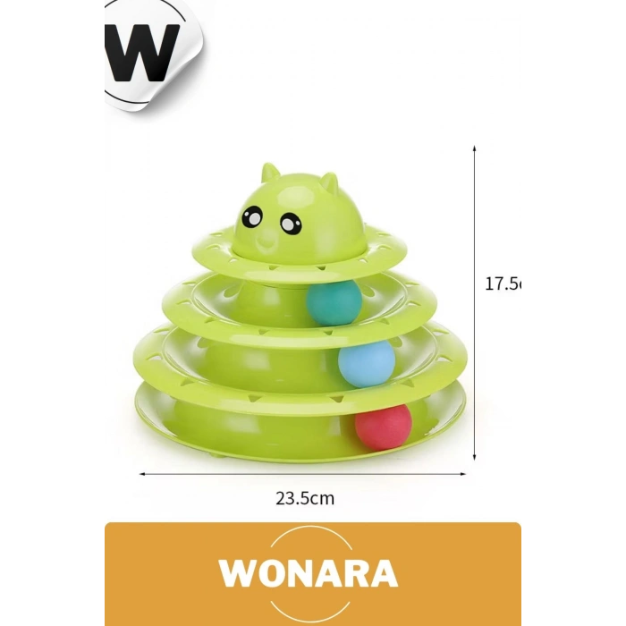 Özel Tasarım Dayanıklı Kaymaz Kauçuk Pedli 3 Toplu 3 Katlı Eğlenceli Turuncu Kedi Oyuncağı