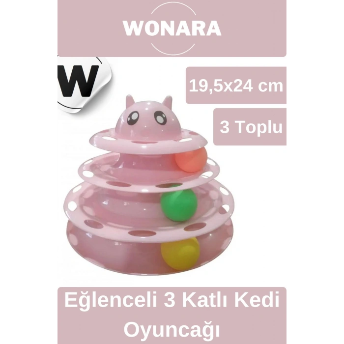 Özel Tasarım Dayanıklı Kaymaz Kauçuk Pedli 3 Toplu 3 Katlı Eğlenceli Turuncu Kedi Oyuncağı