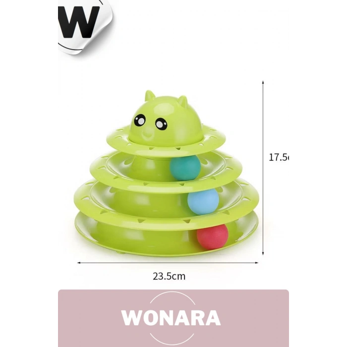 Özel Tasarım Dayanıklı Kaymaz Kauçuk Pedli 3 Toplu 3 Katlı Eğlenceli Turuncu Kedi Oyuncağı