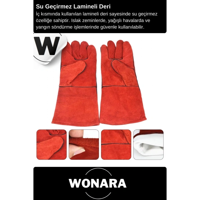 Deluxe Çok Amaçlı Kaynak Yangın Için Su Geçirmez Isıya Dayanıklı Yanmaz A Kalite Deri Eldiven