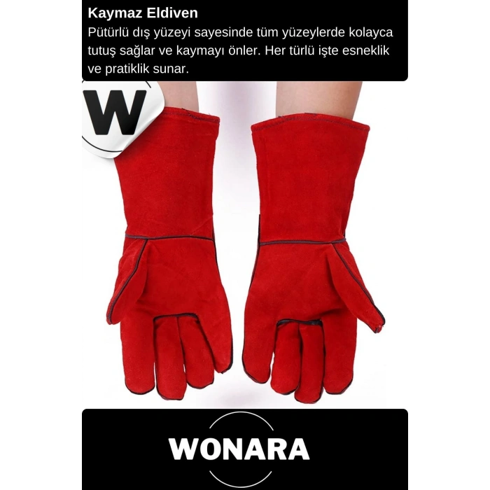 Deluxe Çok Amaçlı Kaynak Yangın Için Su Geçirmez Isıya Dayanıklı Yanmaz A Kalite Deri Eldiven