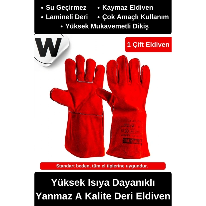 Deluxe Çok Amaçlı Kaynak Yangın Için Su Geçirmez Isıya Dayanıklı Yanmaz A Kalite Deri Eldiven