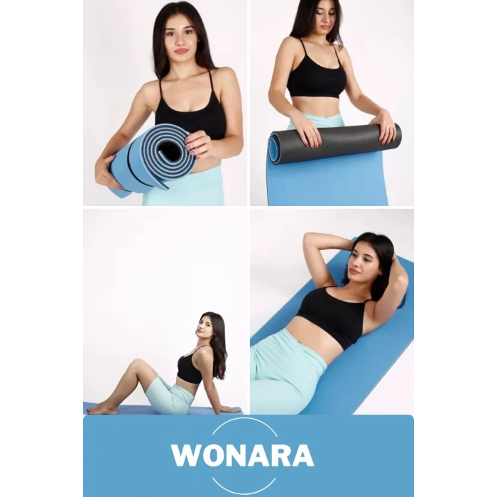 Pratik Taşıma Askılı Kaymaz Yüzeyli Çift Yönlü Fitness Yoga Matı Kamp Çadır Spor Minderi 180x60 Cm