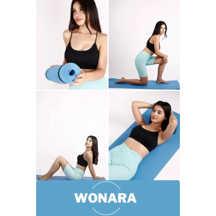 Pratik Taşıma Askılı Kaymaz Yüzeyli Çift Yönlü Fitness Yoga Matı Kamp Çadır Spor Minderi 150x50 Cm