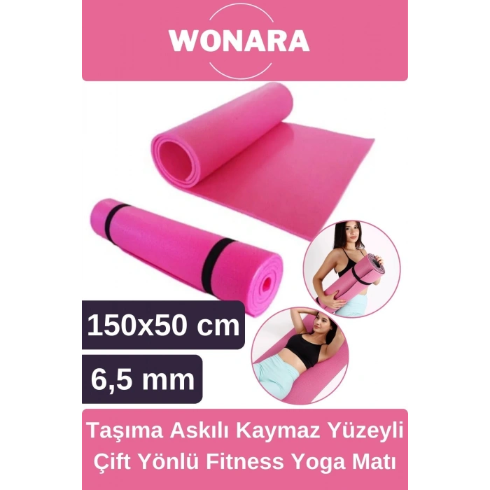 Pratik Taşıma Askılı Kaymaz Yüzeyli Çift Yönlü Fitness Yoga Matı Kamp Çadır Spor Minderi 150x50 Cm