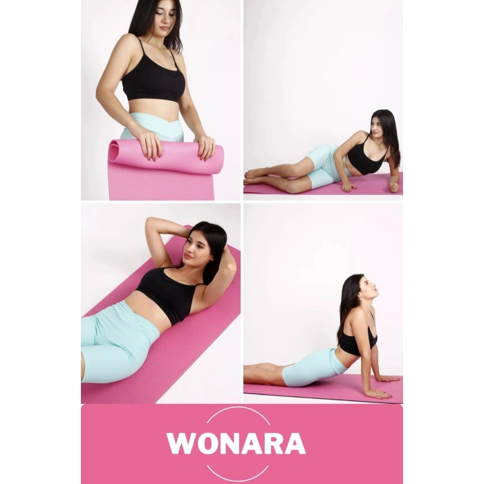 Pratik Taşıma Askılı Kaymaz Yüzeyli Çift Yönlü Fitness Yoga Matı Kamp Çadır Spor Minderi 150x50 Cm