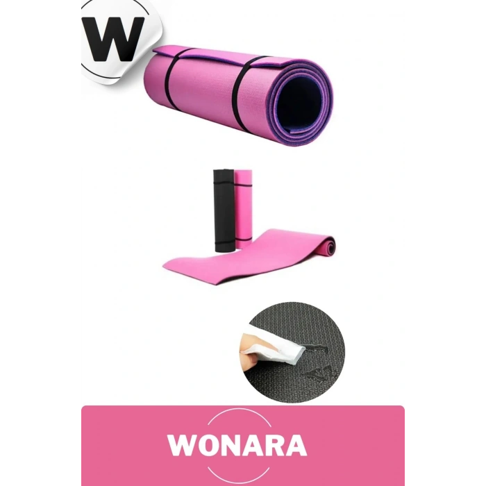 Pratik Taşıma Askılı Kaymaz Yüzeyli Çift Yönlü Fitness Yoga Matı Kamp Çadır Spor Minderi 150x50 Cm