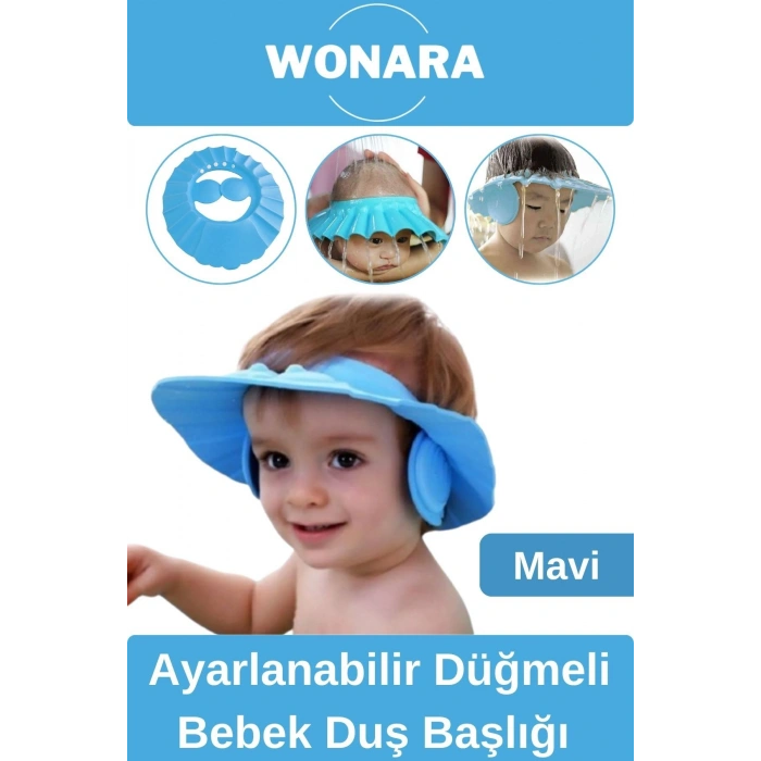 Ayarlanabilir Düğmeli Bebek Duş Şapkası Göze Su Kaçırmayan Banyo Küveti İçin Banyo Başlığı