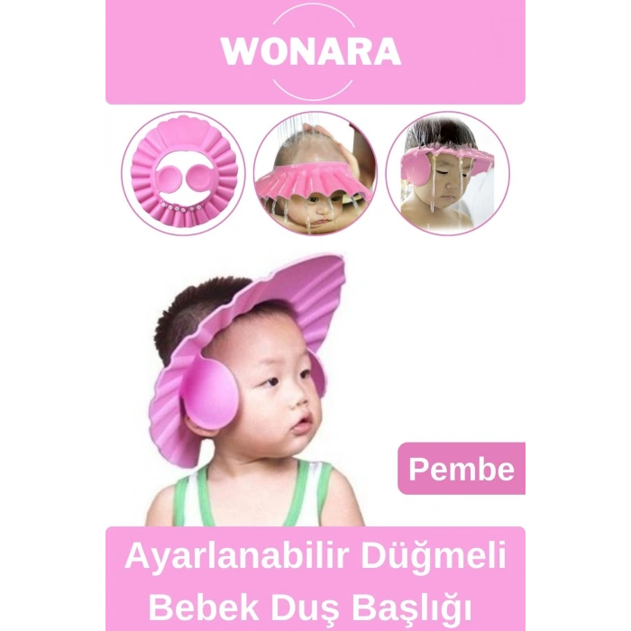 Ayarlanabilir Düğmeli Bebek Duş Şapkası Göze Su Kaçırmayan Banyo Küveti İçin Banyo Başlığı